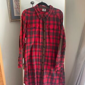Kavu Red and Brown Plaid Shirt